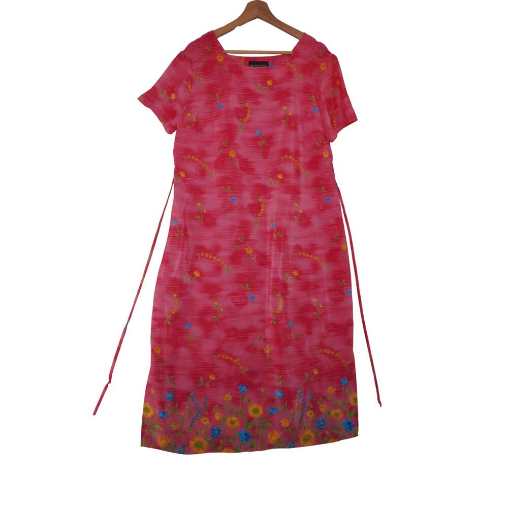 Vintage Impressions Workshop Pink Floral Midi Dress – Made in Mexico, Size Large - Picture 6 of 9